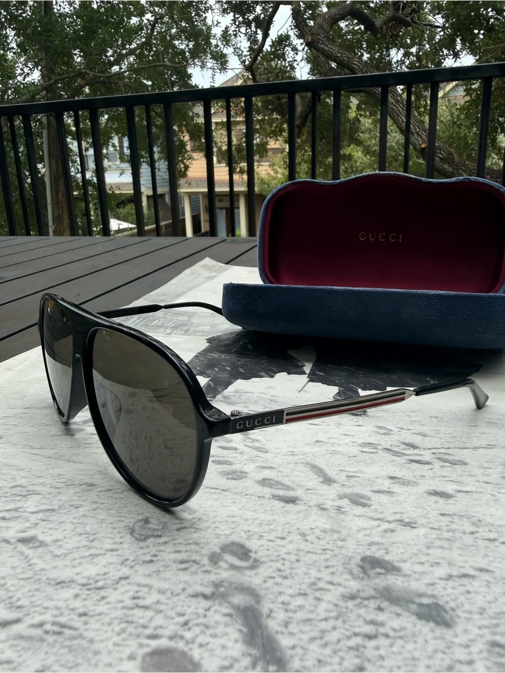 Gucci GG 0829SA 001 Mask Aviator Sunglasses Black Italian Frames
